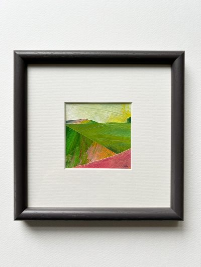 Blushing Fields mounted and framed in dark grey wooden frame