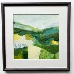 Hillside mounted and framed in dark grey wooden frame