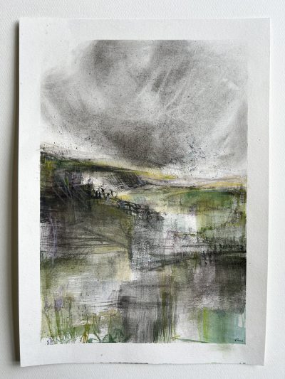 Passing Storm charcoal & watercolour on paper