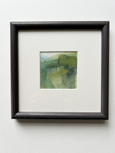 Tree Retreat mounted and framed in dark grey wooden frame